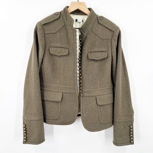 J. Crew Green Military Wool Brass Button Jacket
